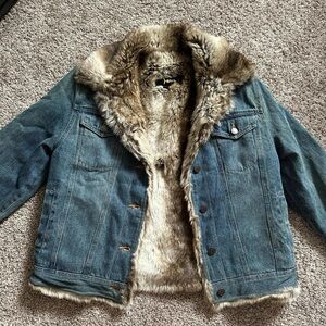Faux Fur Denim Jacket